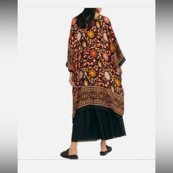 Free People Boho Magic Dance Black Lava Floral Border Print Kimono Gypsy - Picture 4 of 8